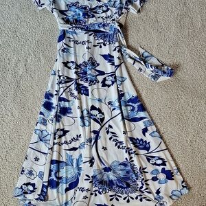 Floral Blue and White Maxi Dress
